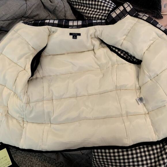 Nautica Checkered Black and White Puffer Vest - Picture 6 of 8